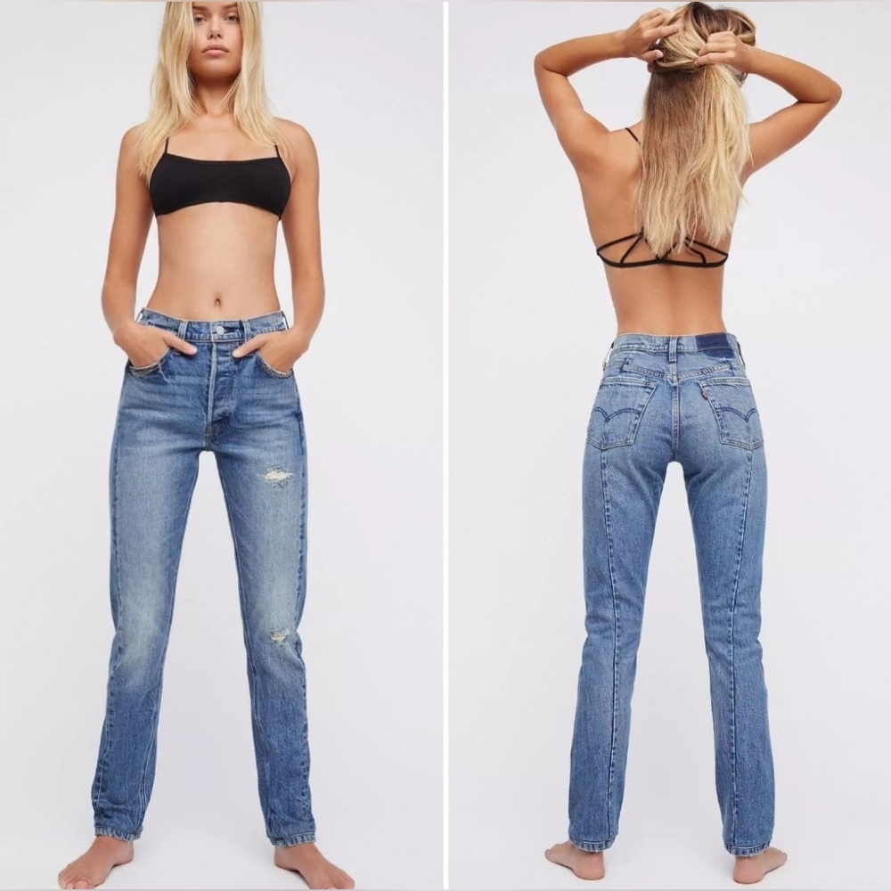 Levis Blue Altered 501 Skinny Jeans In Moody Blues Dize 26 L30